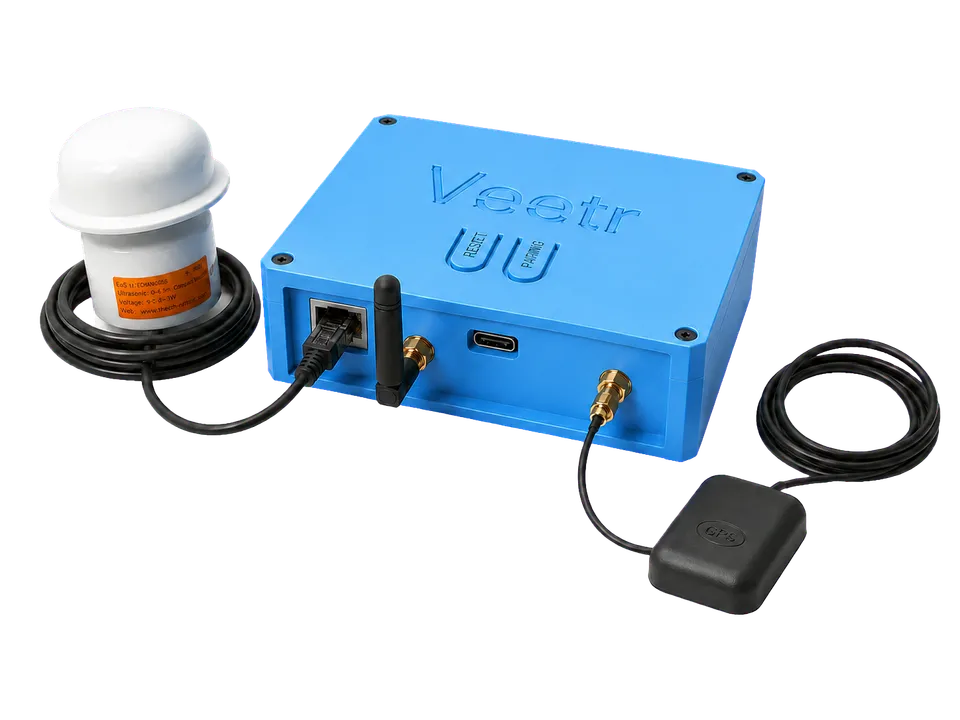 Veetr Vane unit with wind sensor, Bluetooth antenna, and GPS antenna